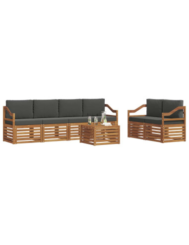 Set di divani da esterno con cuscino Naturale e Antracite
