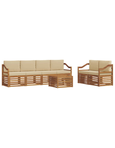 Set di divani da esterno con cuscino 7 pcs Naturale e Beige
