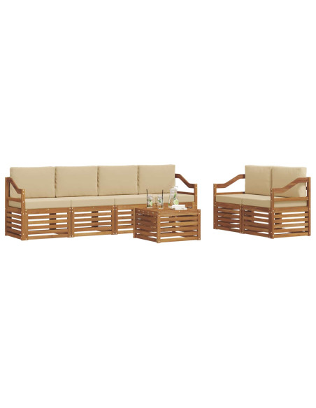 Set di divani da esterno con cuscino 7 pcs Naturale e Beige
