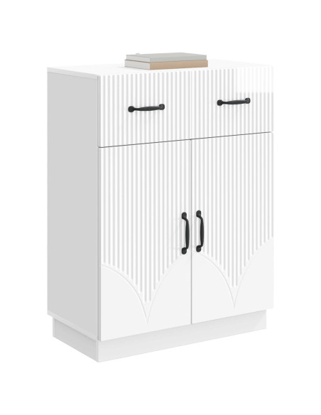 Credenza Bianco Lucido 66 x 34,5 x 87 cm Legno ingegnerizzato