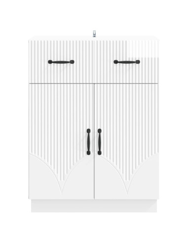 Credenza Bianco Lucido 66 x 34,5 x 87 cm Legno ingegnerizzato