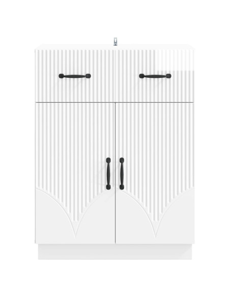 Credenza Bianco Lucido 66 x 34,5 x 87 cm Legno ingegnerizzato