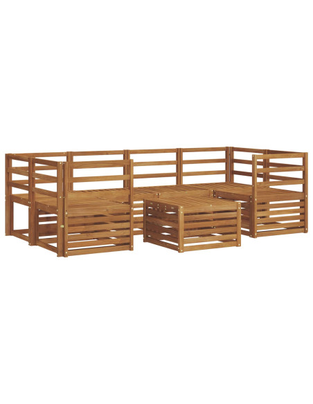Set divani 7 pcs Naturale Legno di Acacia Massello