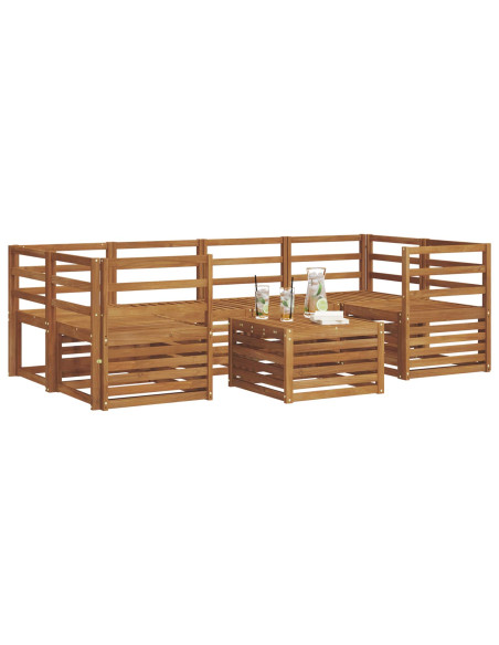 Set divani 7 pcs Naturale Legno di Acacia Massello