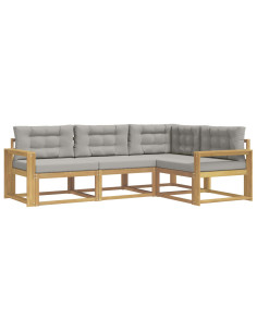 Set di divani da esterno 3 pcs Bianco e Grigio Chiaro 2