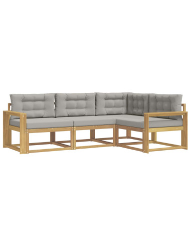Set di divani da esterno 3 pcs Bianco e Grigio Chiaro