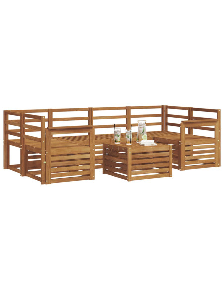 Set divani 7 pcs Naturale Legno di Acacia Massello