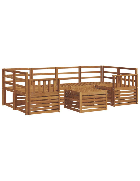 Set divani 7 pcs Naturale Legno di Acacia Massello