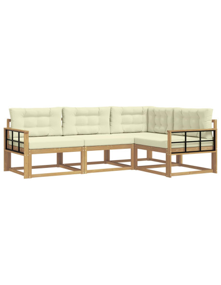 Set di divani da esterno 3 pcs Bianco e Crema Poliestere