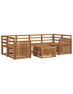 Set divani 7 pcs Naturale Legno di Acacia Massello 2