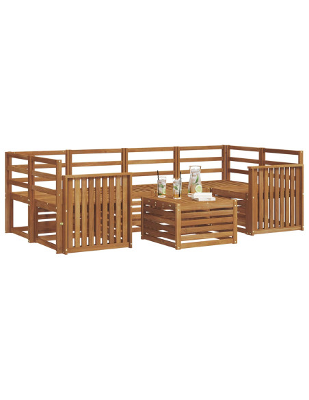 Set divani 7 pcs Naturale Legno di Acacia Massello