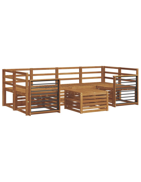 Set divani 7 pcs Naturale Legno di Acacia Massello