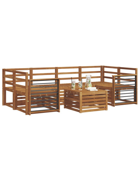 Set divani 7 pcs Naturale Legno di Acacia Massello