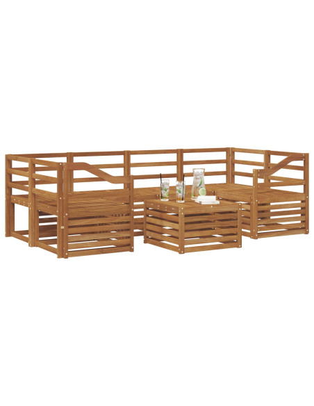 Set divani 7 pcs Naturale Legno di Acacia Massello