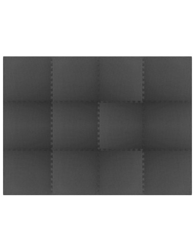 Tappetini per esercizi a puzzle 12 pcs Nero 4,32 ㎡ Schiuma EVA