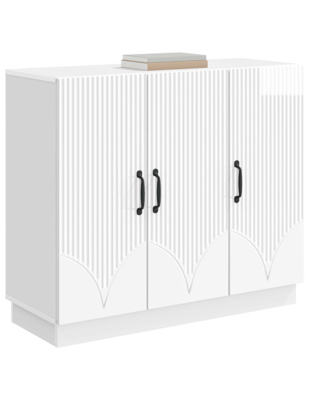 Credenza Bianco Lucido 89 x 34,5 x 77 cm Legno ingegnerizzato
