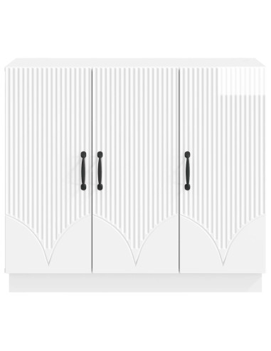 Credenza Bianco Lucido 89 x 34,5 x 77 cm Legno ingegnerizzato