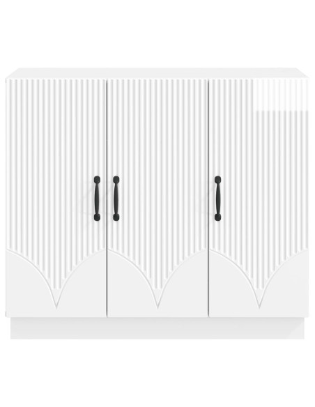 Credenza Bianco Lucido 89 x 34,5 x 77 cm Legno ingegnerizzato