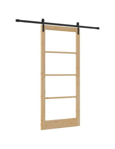 Porta scorrevole ORKDAL Naturale e Nero 93 x 211 cm