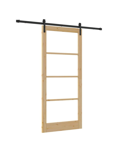 Porta scorrevole ORKDAL Naturale e Nero 93 x 211 cm