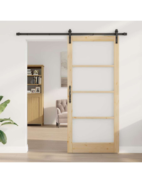 Porta scorrevole ORKDAL Naturale e Nero 93 x 211 cm