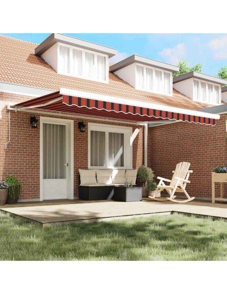 Tenda Retrattile Rosso e Nero 450 × 300 cm Tessuto e Metallo