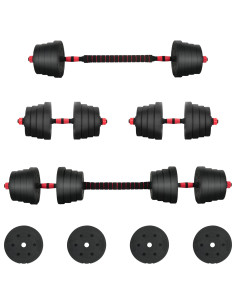 Set di Manubri 2-in-1 40kg Nero e Rosso 2