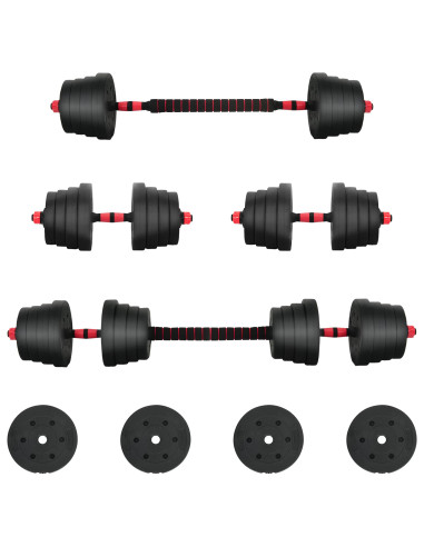 Set di Manubri 2-in-1 40kg Nero e Rosso