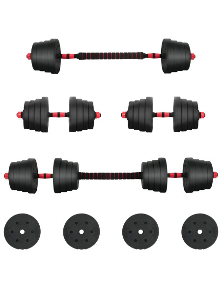 Set di Manubri 2-in-1 40kg Nero e Rosso