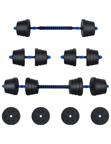 Set di Manubri 2-in-1 40kg Nero e Blu Cemento e sabbia di ferro