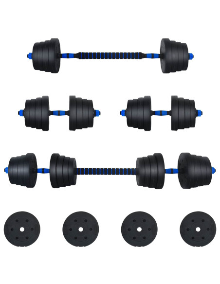Set di Manubri 2-in-1 40kg Nero e Blu Cemento e sabbia di ferro