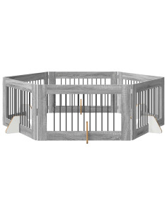 Cancello per cani con supporti 6 pcs Grigio Sonoma 100 x 60 cm 2