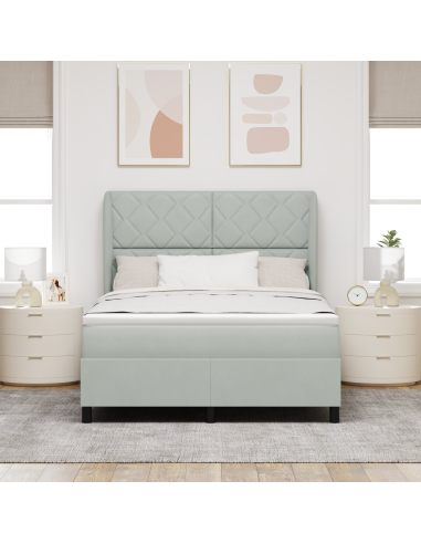 Letto a molle Grigio chiaro 190 x 140 cm Poliestere