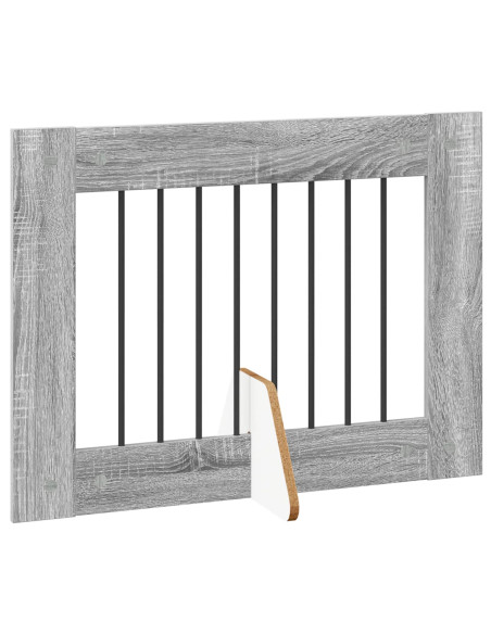 Cancello per cani con supporti 6 pcs Grigio Sonoma 80 x 60 cm