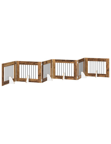 Cancello per cani con supporti 6 pcs Legno antico 80 x 60 cm