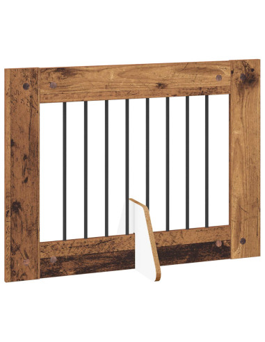 Cancello per cani con supporti 6 pcs Legno antico 80 x 60 cm