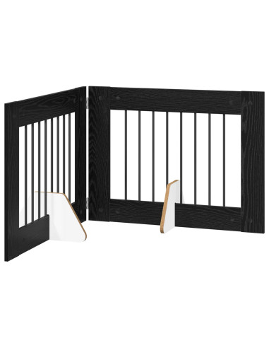 Cancello per cani con supporti 2 pcs Rovere Nero 80 x 60 cm