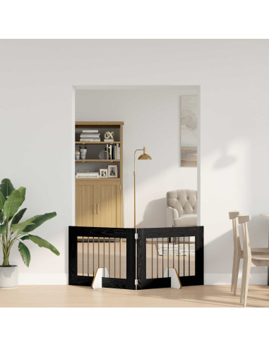 Cancello per cani con supporti 2 pcs Rovere Nero 80 x 60 cm
