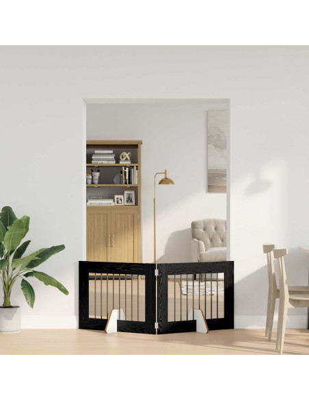 Cancello per cani con supporti 2 pcs Rovere Nero 80 x 60 cm