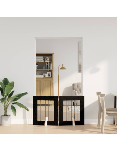 Cancello per cani con supporti 2 pcs Rovere Nero 60 x 60 cm