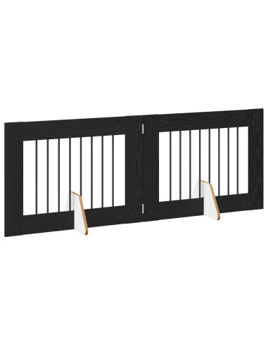 Cancello per cani con supporti 2 pcs Rovere Nero 80 x 60 cm