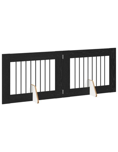 Cancello per cani con supporti 2 pcs Rovere Nero 80 x 60 cm