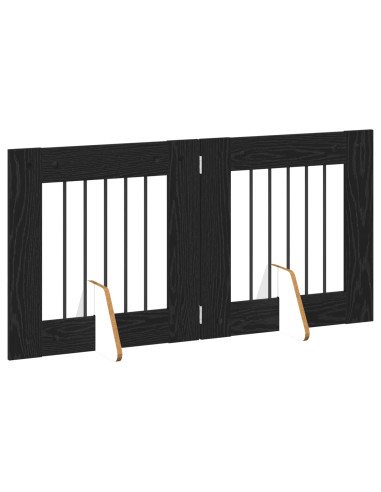 Cancello per cani con supporti 2 pcs Rovere Nero 60 x 60 cm
