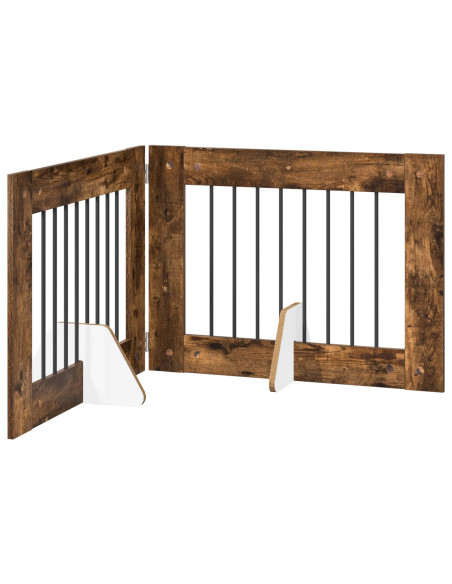 Cancello per cani con supporti 2 pcs Rovere Fumo 80 x 60 cm