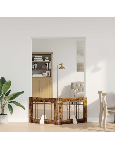 Cancello per cani con supporti 2 pcs Rovere Fumo 80 x 60 cm