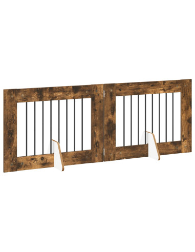 Cancello per cani con supporti 2 pcs Rovere Fumo 80 x 60 cm
