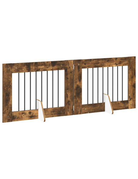Cancello per cani con supporti 2 pcs Rovere Fumo 80 x 60 cm
