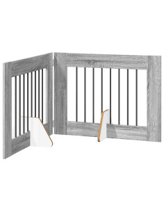Cancello per cani con supporti 2 pcs Grigio Sonoma 80 x 60 cm 2