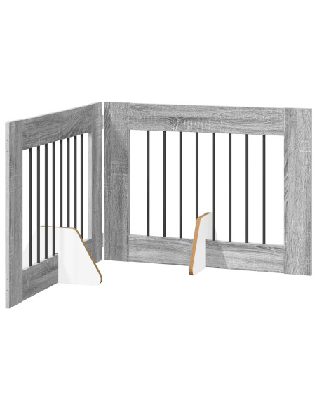 Cancello per cani con supporti 2 pcs Grigio Sonoma 80 x 60 cm