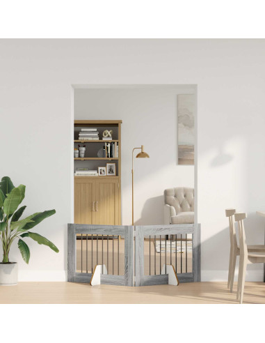 Cancello per cani con supporti 2 pcs Grigio Sonoma 80 x 60 cm